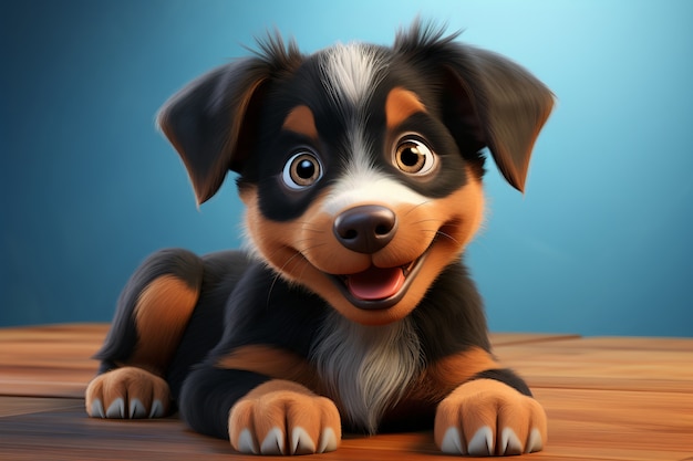 3D-Darstellung eines Cartoon-ähnlichen Hundes