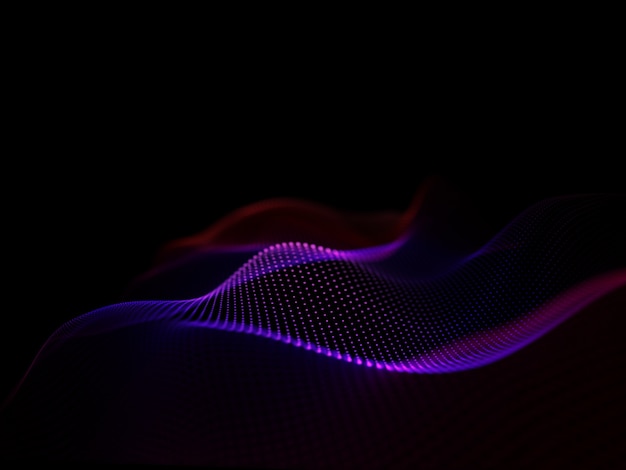 3D-Darstellung eines digitalen Partikel-Techno-Hintergrunds