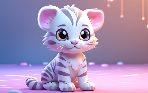 3D-Darstellung eines jungen Cartoon-Tigers