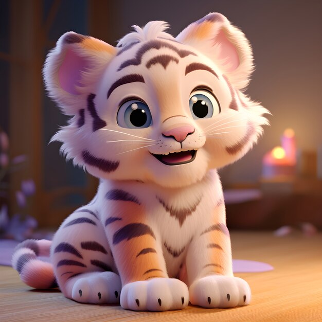 3D-Darstellung eines jungen Tigers