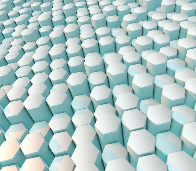 3D-Darstellung eines modernen abstrakten Hintergrunds mit Sechsecken