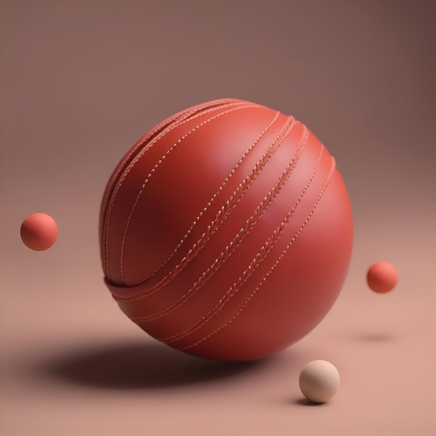 Kostenloses Foto 3d-darstellung eines roten cricketballs auf braunem hintergrund