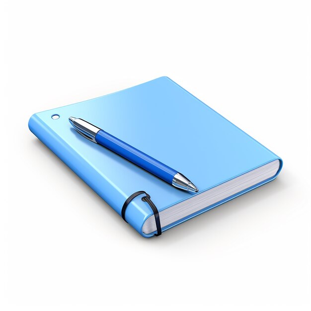 3D-Darstellung eines Stifts mit Notizbuch