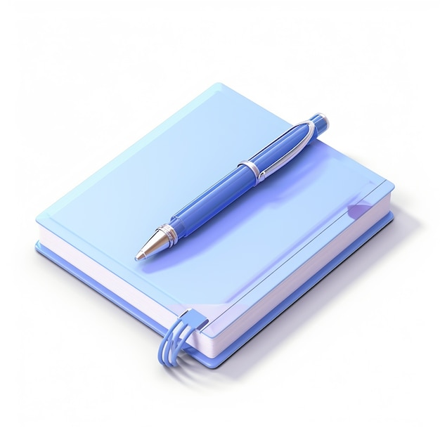 3D-Darstellung eines Stifts mit Notizbuch