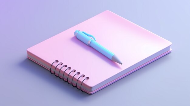 3D-Darstellung eines Stifts mit Notizbuch