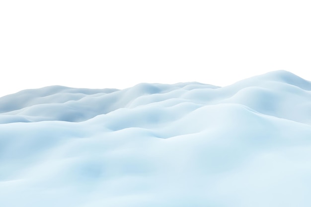 3D-Darstellung eines Weihnachtshintergrundes mit Schnee auf Weiß
