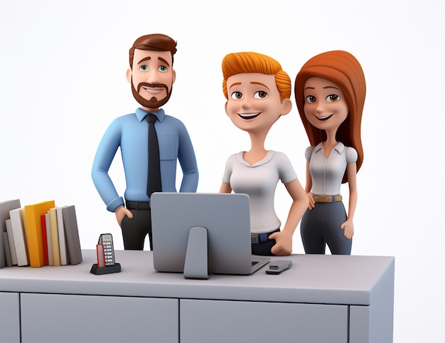 3D-Darstellung von Cartoon-ähnlichen Geschäftsleuten