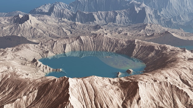 3D-Darstellung von einem Planeten der Krater machen