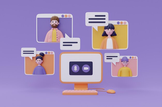3D-Darstellung von Personen-Avataren in einem Zoom-Anruf