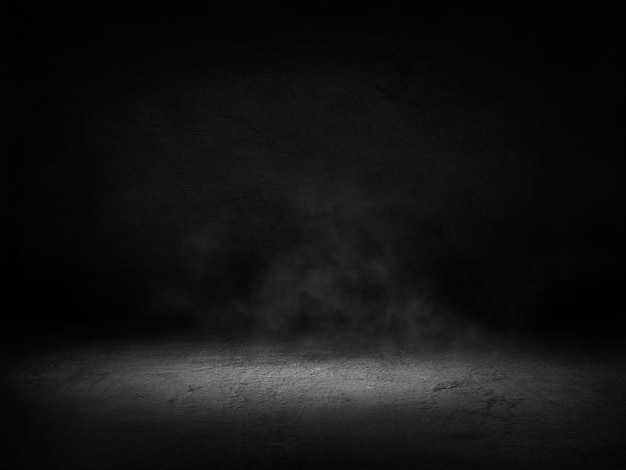 3D dunkler Grunge-Display-Hintergrund mit rauchiger Atmosphäre