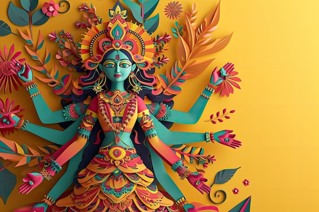 Kostenloses Foto 3d durga-göttin für die navratri-feier.