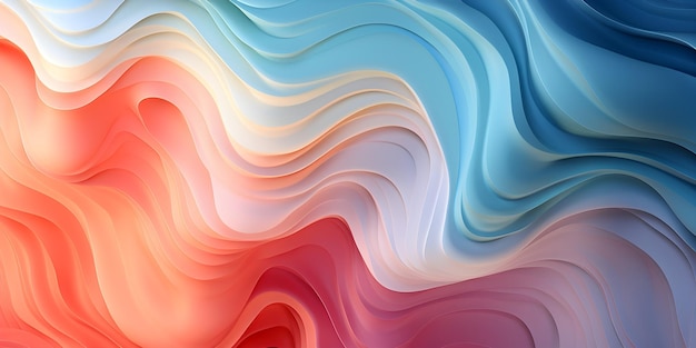 3D-farbige Welle. Weicher Pastellhintergrund