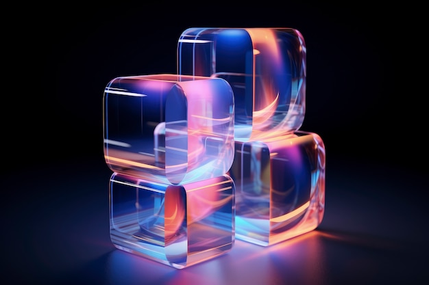 Kostenloses Foto 3d-form, die mit leuchtenden holographischen farben leuchtet