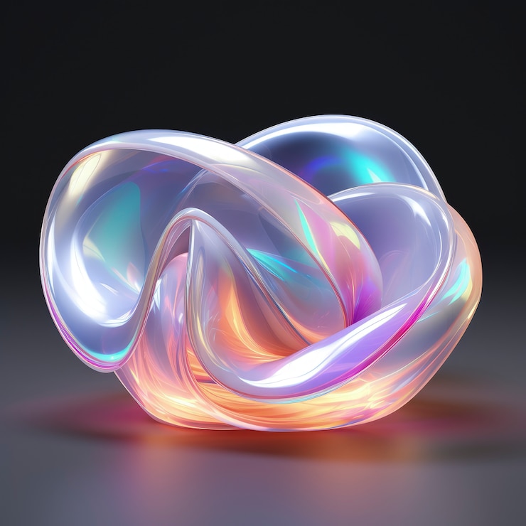 Kostenlose Foto 3d-formen, die mit holographischen farben leuchten