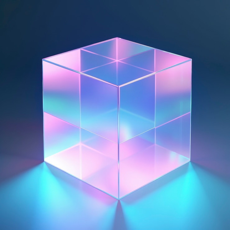 Kostenlose Foto 3d-formen, die mit holographischen farben leuchten
