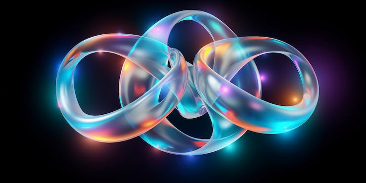 Kostenlose Foto 3d-formen, die mit holographischen farben leuchten