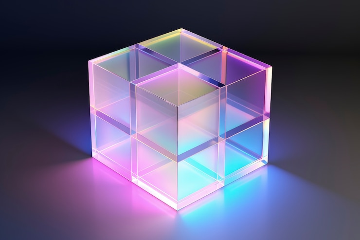 Kostenlose Foto 3d-formen, die mit holographischen farben leuchten