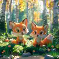 Kostenloses Foto 3d-fox-cartoon-illustration