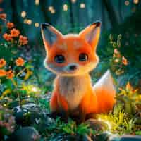 Kostenloses Foto 3d-fox-cartoon-illustration