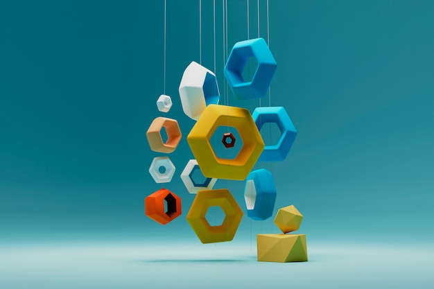 3D-Hintergrund mit sechseckigen Formen und Textur