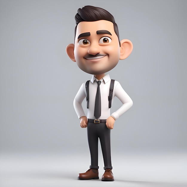 3D-Illustration eines gelegentlichen Geschäftsmannes mit einem Lächeln auf dem Gesicht
