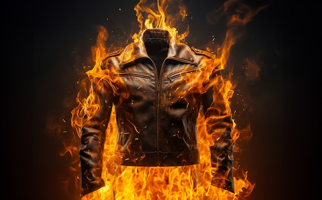 Kostenloses Foto 3d-jacke mit flammen in flammen