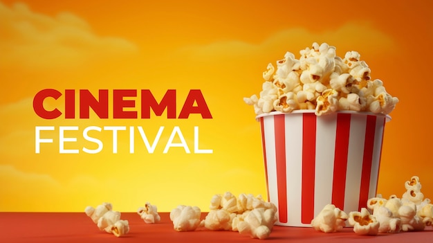Kostenloses Foto 3d-kino-festival mit popcorn-tasse