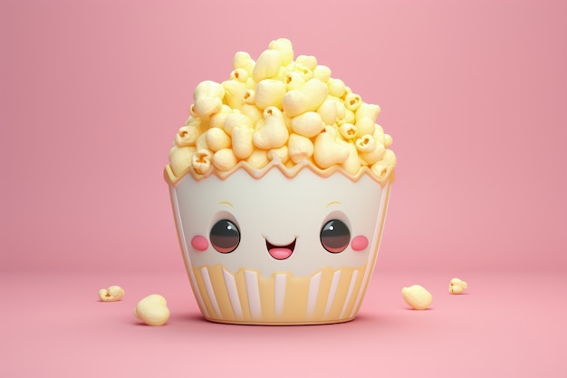 Kostenloses Foto 3d-kino-kawaii-popcorn-tasse