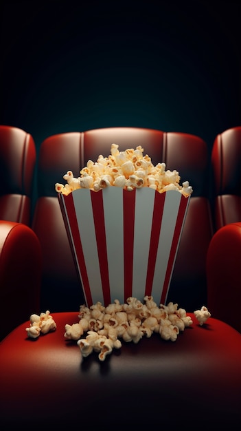 3D-Kino-Popcornbecher mit Sitzplatz