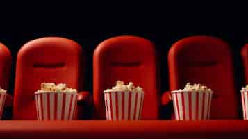 Kostenloses Foto 3d-kino-sitzen mit popcornbechern