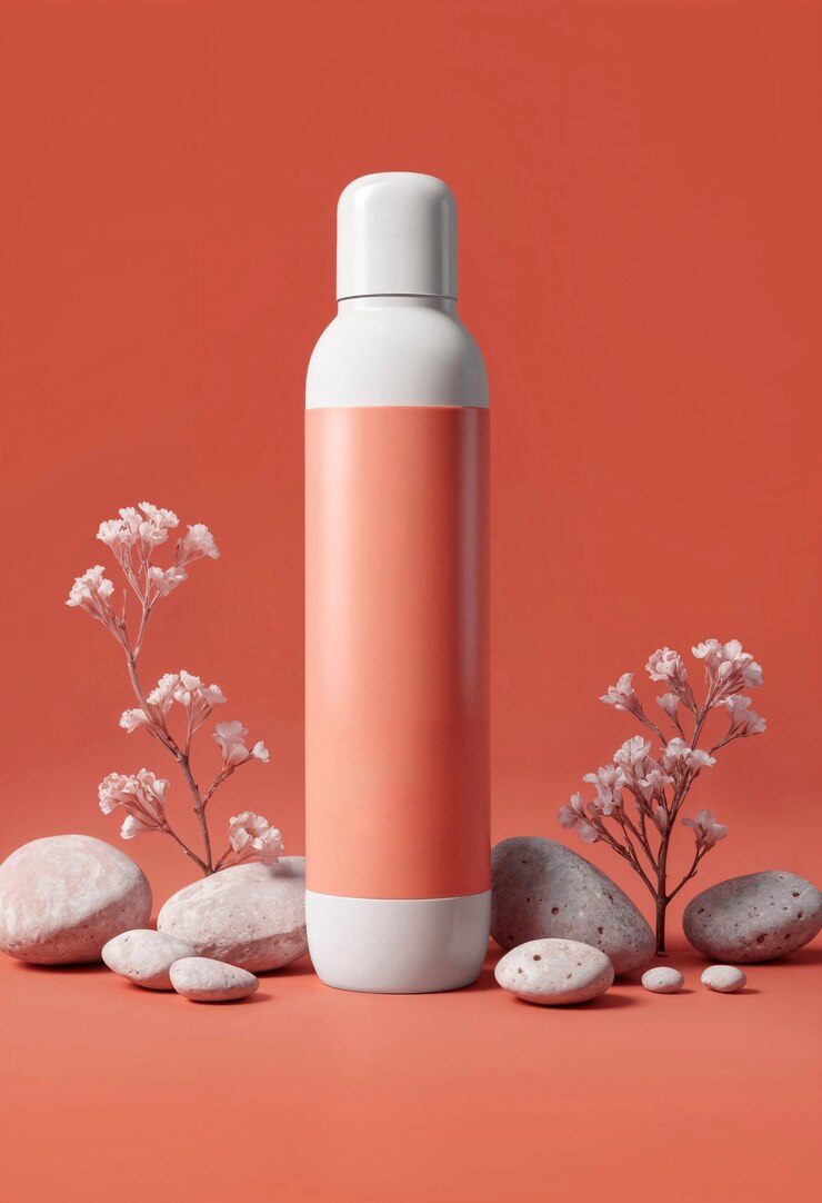 Kostenlose Foto 3d-kosmetikprodukt mit den farben des jahres