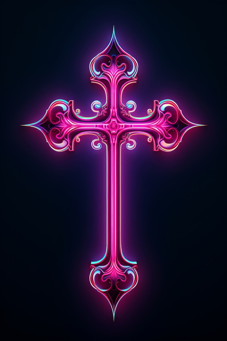 Kostenlose Foto 3d-kreuz mit neonlichtern