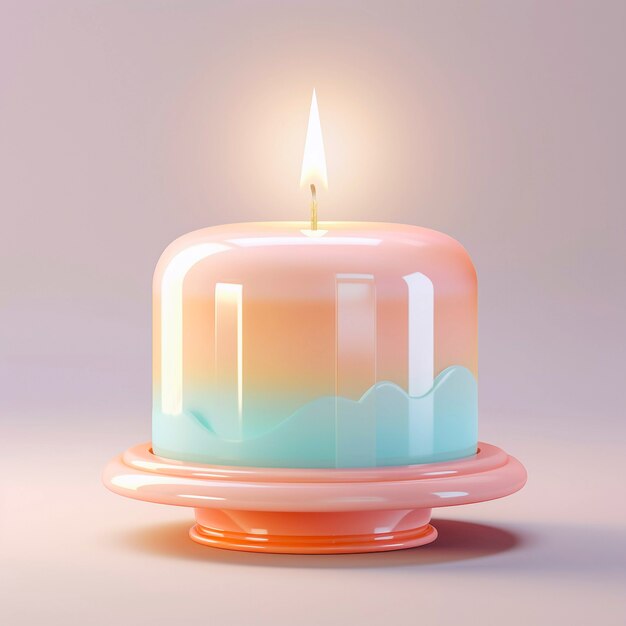 3D-Kuchen mit brennender Kerze oben drauf