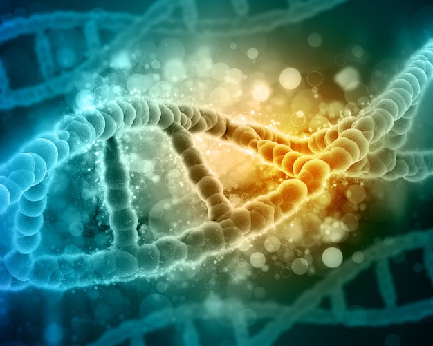 3D medizinischer Hintergrund mit DNA-Strängen