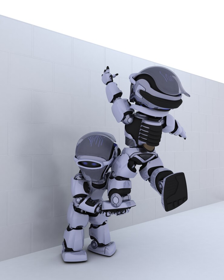 Kostenlose Foto 3d mit puzzle-business-metapher übertragen von einem roboter