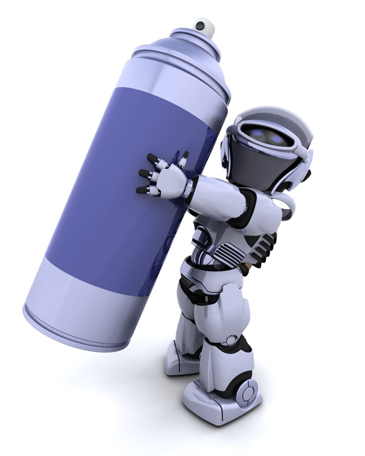 Kostenlose Foto 3d mit spray übertragen von einem roboter kann
