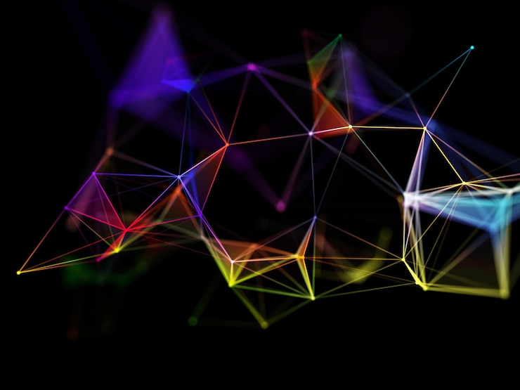 Kostenlose Foto 3d moderner datentechnologie-hintergrund mit plexus-design