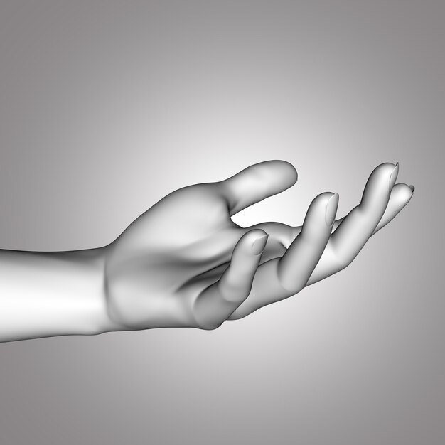 3D nah oben von einer weiblichen Hand