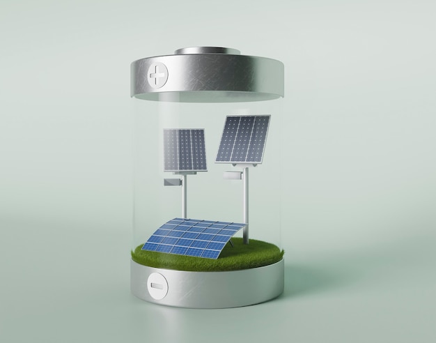 Kostenloses Foto 3d-öko-projekt für die umwelt mit solarkanälen