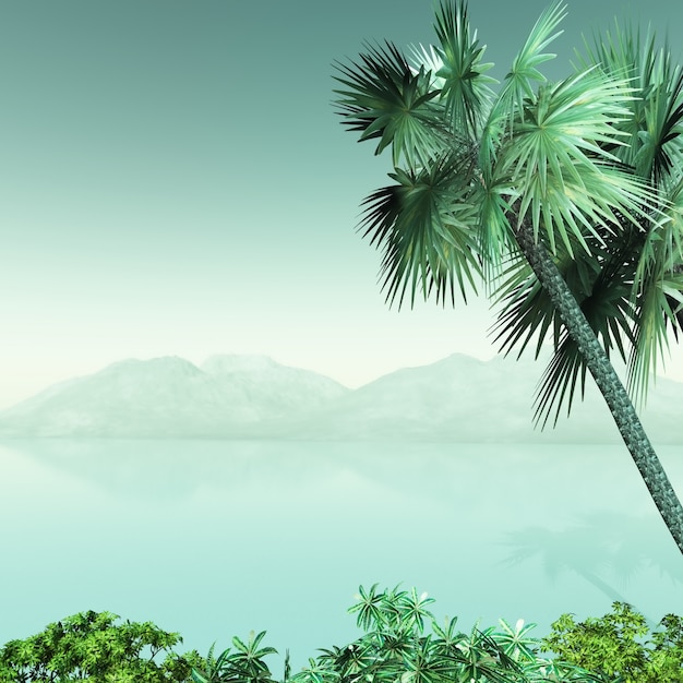 Kostenloses Foto 3d-palmenlandschaft