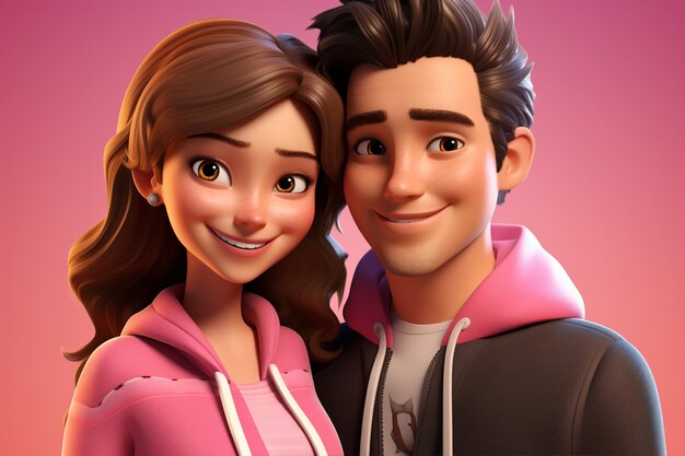 3D-Porträt eines glücklichen Paares