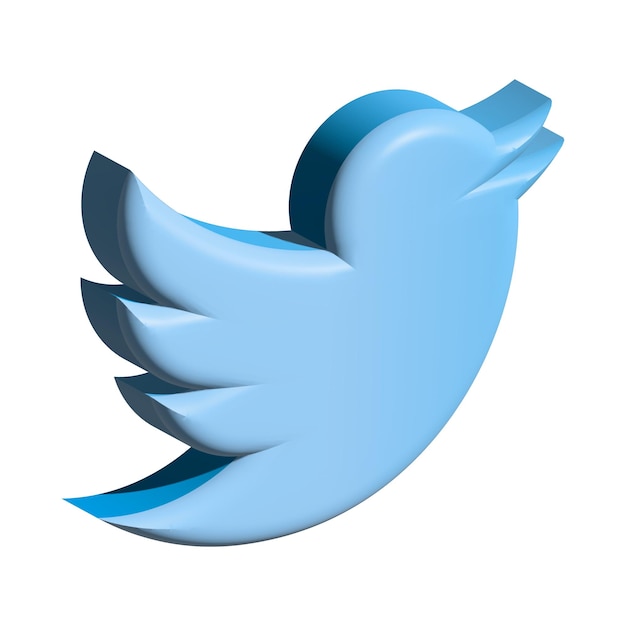 3D realistisch isoliertes isometrisches Twitter-Symbol