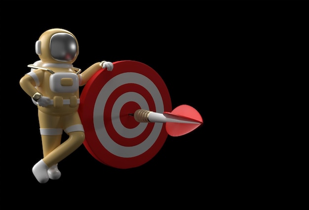 3D Render Astronaut mit Ziel 3D-Illustration Design.