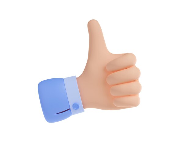 3D-Render-Daumen-hoch-Zeichen isolierte Geste mit der Hand