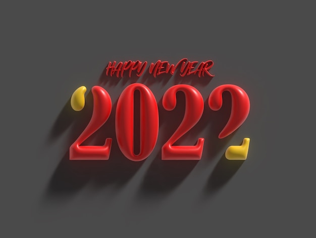 3D Render Frohes neues Jahr 2022 Text Typografie Design Illustration.