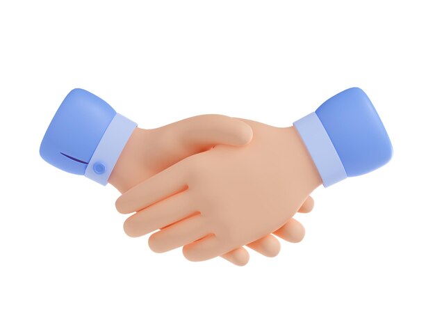 3D-Render-Handshake-Symbol isoliertes Geschäftskonzept