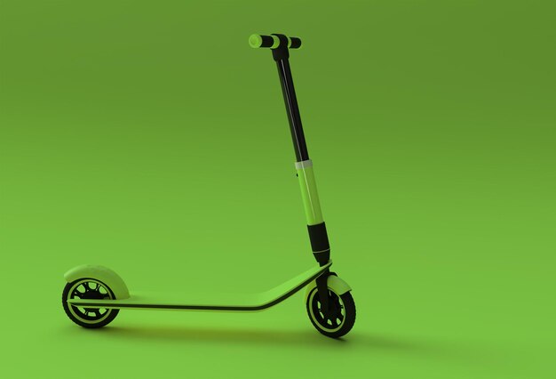 3D-Render-Konzept des Single Push Scooter für Kinder 3D-Art-Design-Illustration