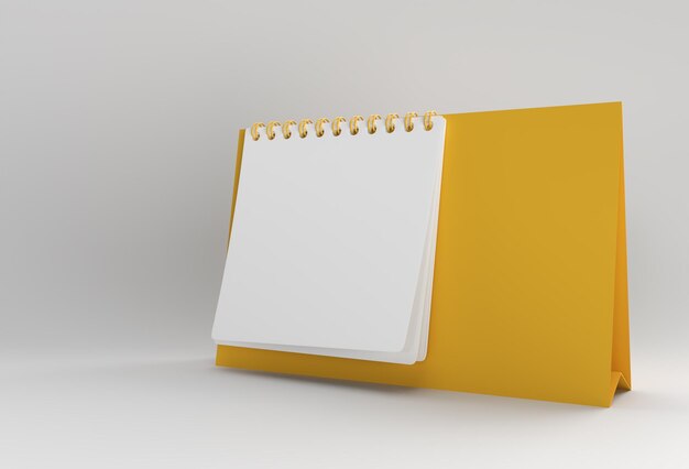 3D-Render-Notebook-Modell mit sauberem Leerzeichen für Design und Werbung, perspektivische Ansicht der 3D-Darstellung.