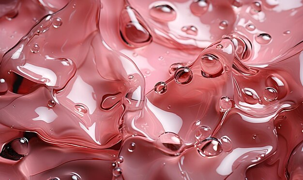 3D-Render-Wassertropfen auf einer rosa glänzenden Oberfläche