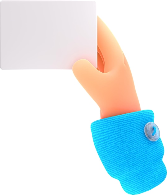 3D-Renderhand, die eine Bank hält oder eine Papierkarte besucht